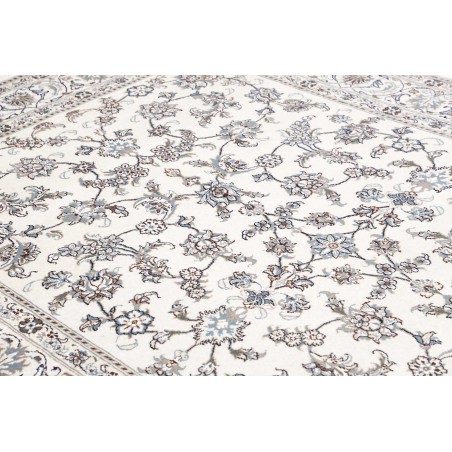 Tappeto Nain Kashmar Persia bianco grigio 200x295