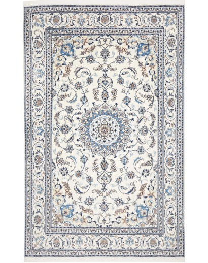 Tappeto Nain Kashmar Persia bianco grigio 195x306