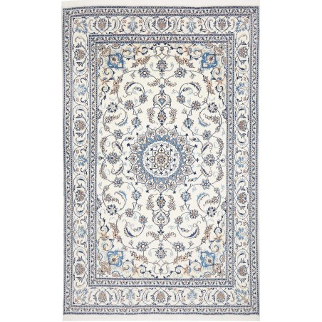 Tappeto Nain Kashmar Persia bianco grigio 195x306