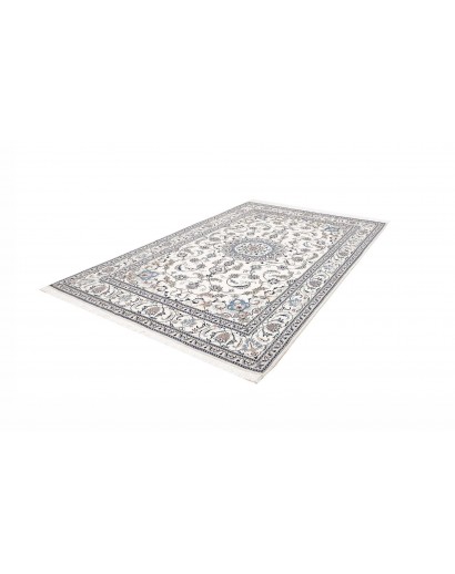Tappeto Nain Kashmar Persia bianco grigio 195x306