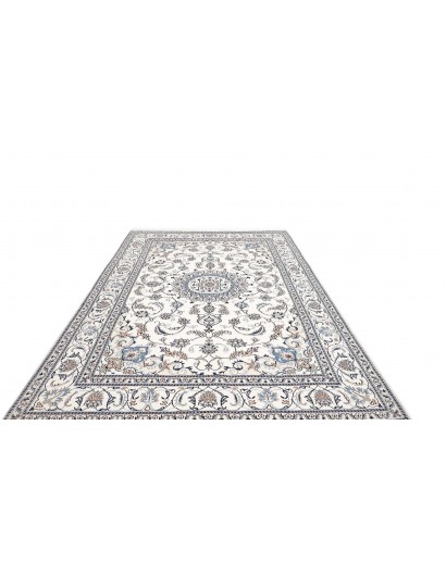 Tappeto Nain Kashmar Persia bianco grigio 195x306