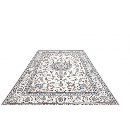 Tappeto Nain Kashmar Persia bianco grigio 195x306