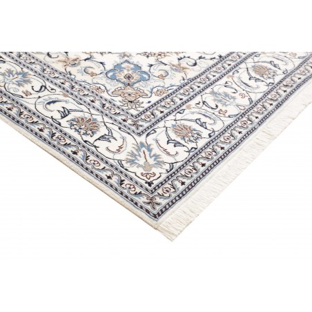 Tappeto Nain Kashmar Persia bianco grigio 195x306