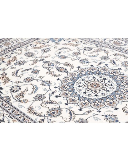 Tappeto Nain Kashmar Persia bianco grigio 195x306