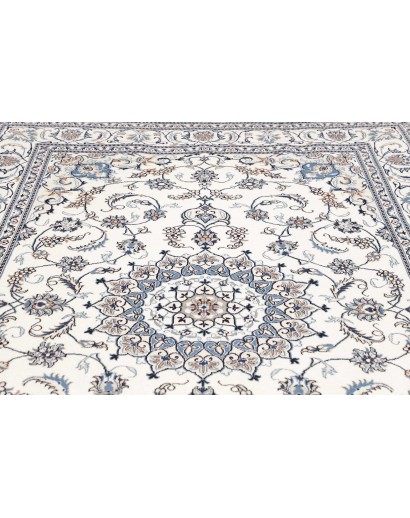 Tappeto Nain Kashmar Persia bianco grigio 195x306