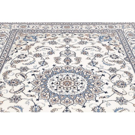 Tappeto Nain Kashmar Persia bianco grigio 195x306