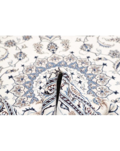 Tappeto Nain Kashmar Persia bianco grigio 195x306