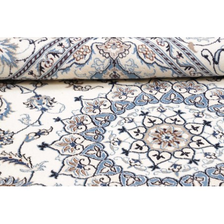 Tappeto Nain Kashmar Persia bianco grigio 195x306