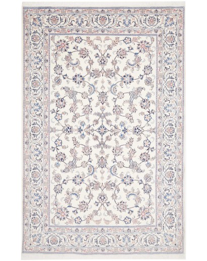 Tappeto Nain Kashmar Persia bianco grigio 197x303