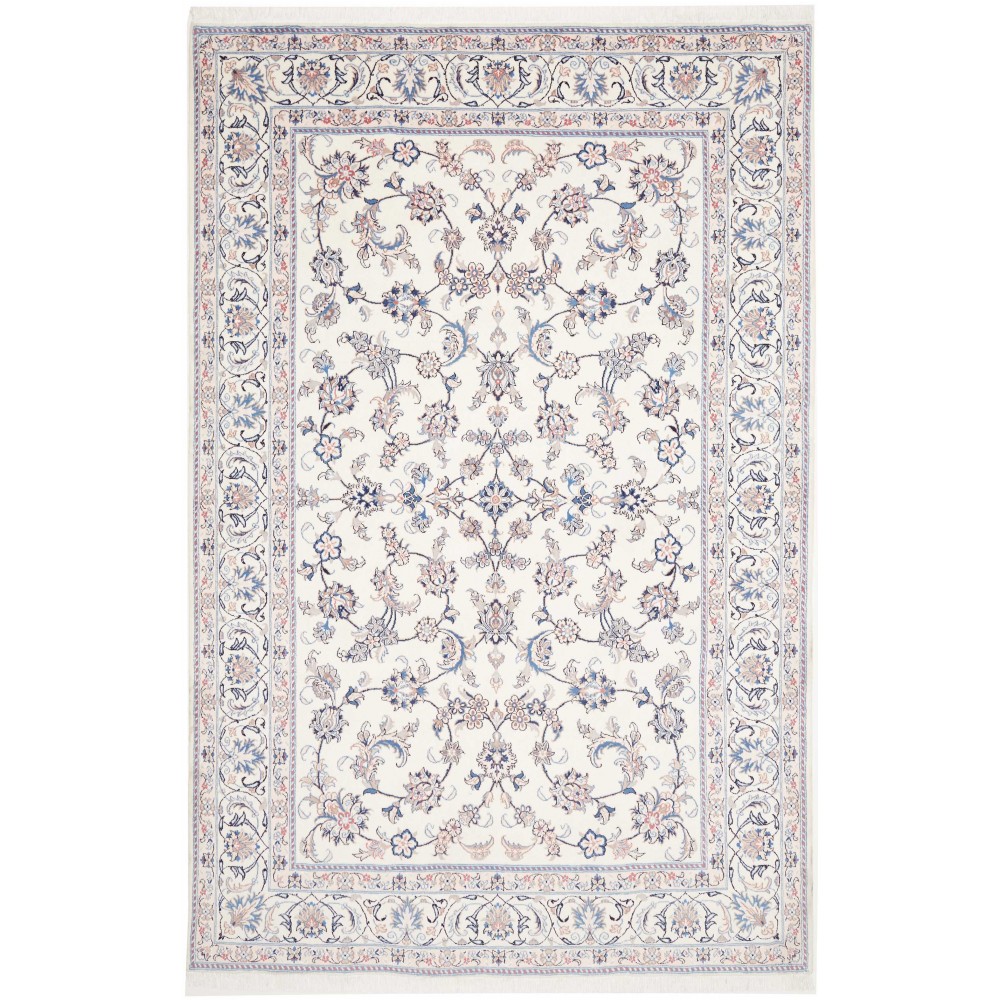 Tappeto Nain Kashmar Persia bianco grigio 197x303