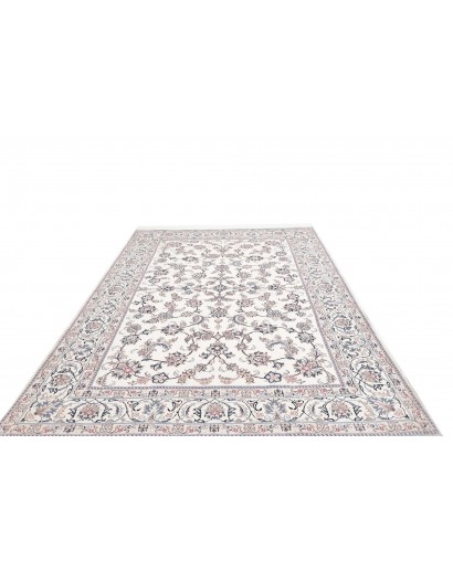 Tappeto Nain Kashmar Persia bianco grigio 197x303