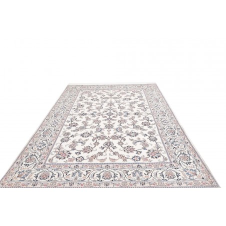 Tappeto Nain Kashmar Persia bianco grigio 197x303