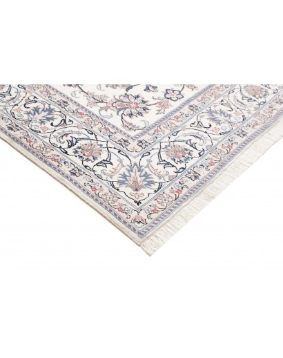Tappeto Nain Kashmar Persia bianco grigio 197x303