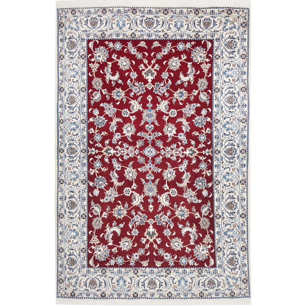 Tappeto Nain Kashmar Persia bianco grigio 195x300