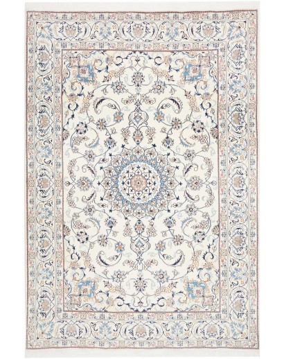 Tappeto Nain Kashmar Persia bianco marrone 198x295