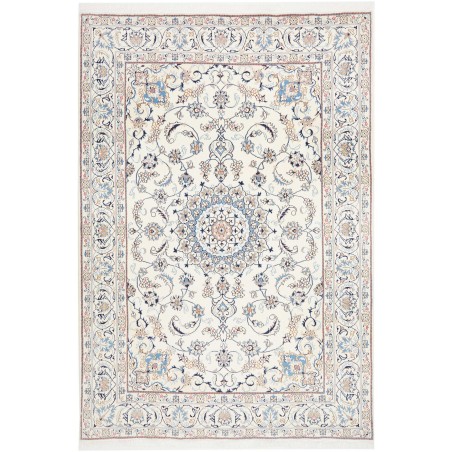 Tappeto Nain Kashmar Persia bianco marrone 198x295
