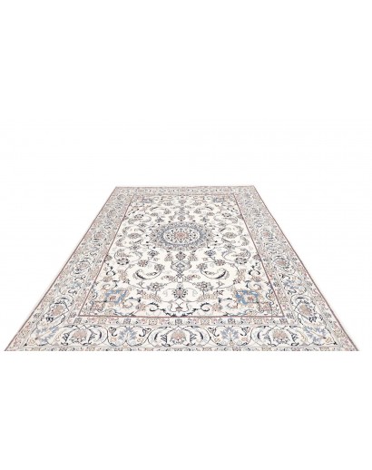 Tappeto Nain Kashmar Persia bianco marrone 198x295