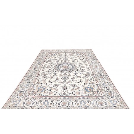 Tappeto Nain Kashmar Persia bianco marrone 198x295