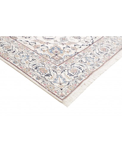 Tappeto Nain Kashmar Persia bianco marrone 198x295
