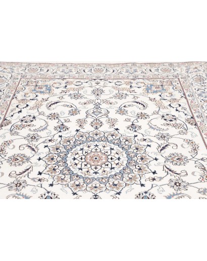 Tappeto Nain Kashmar Persia bianco marrone 198x295
