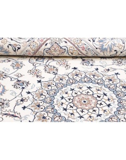 Tappeto Nain Kashmar Persia bianco marrone 198x295