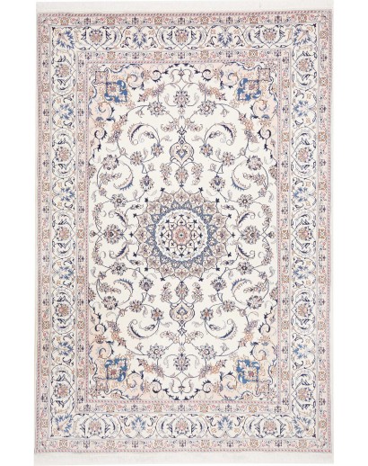 Tappeto Nain Kashmar Persia bianco grigio 195x300
