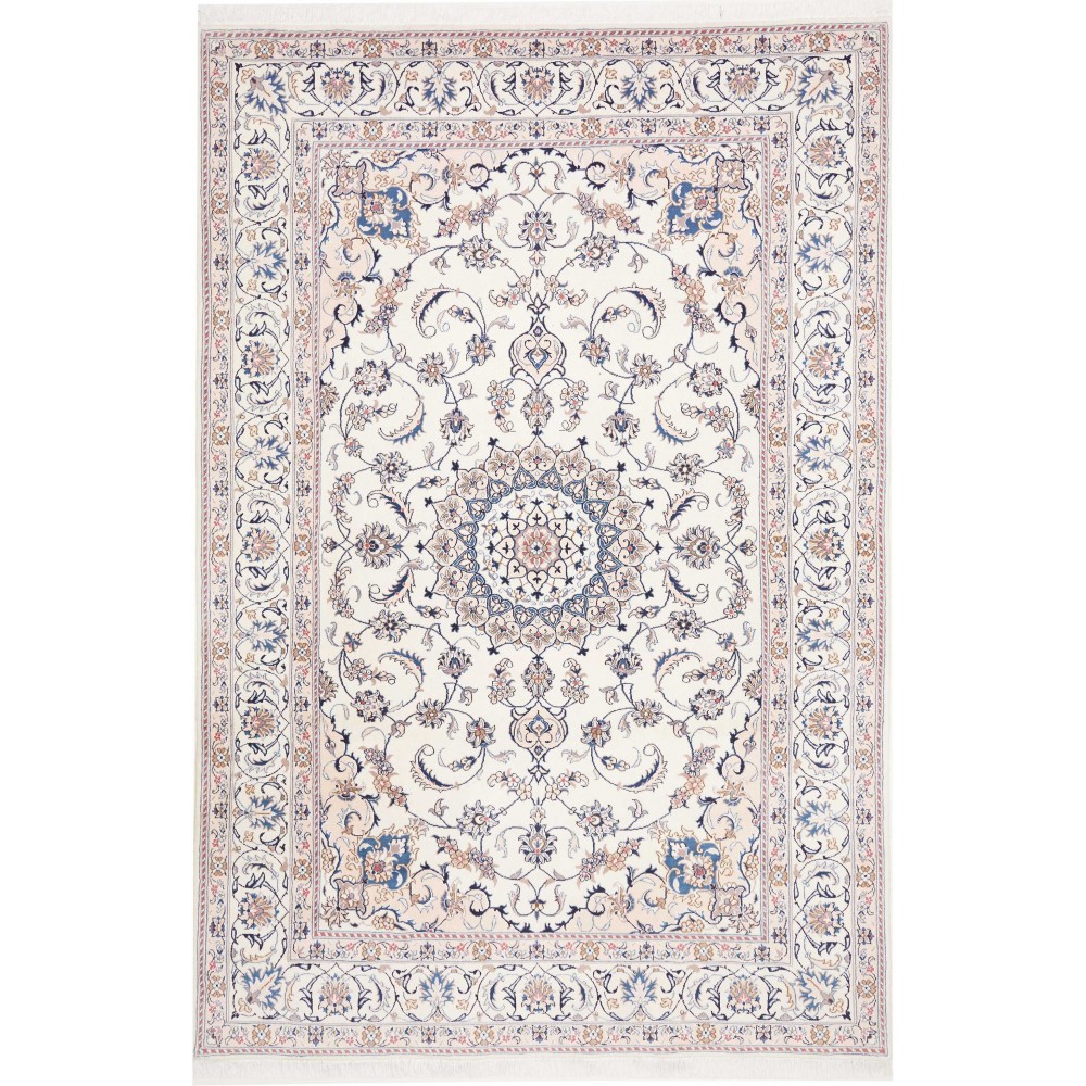 Tappeto Nain Kashmar Persia bianco grigio 195x300