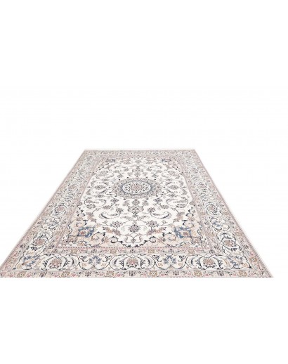 Tappeto Nain Kashmar Persia bianco grigio 195x300