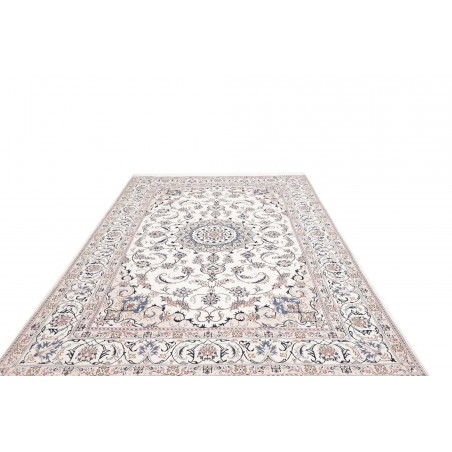 Tappeto Nain Kashmar Persia bianco grigio 195x300