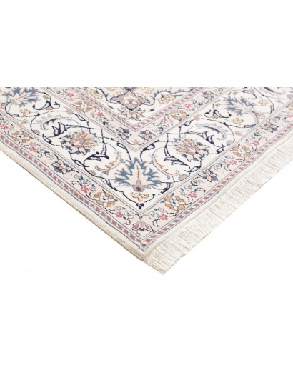 Tappeto Nain Kashmar Persia bianco grigio 195x300