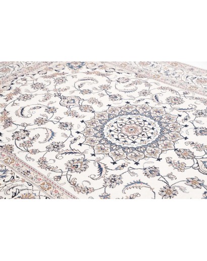 Tappeto Nain Kashmar Persia bianco grigio 195x300