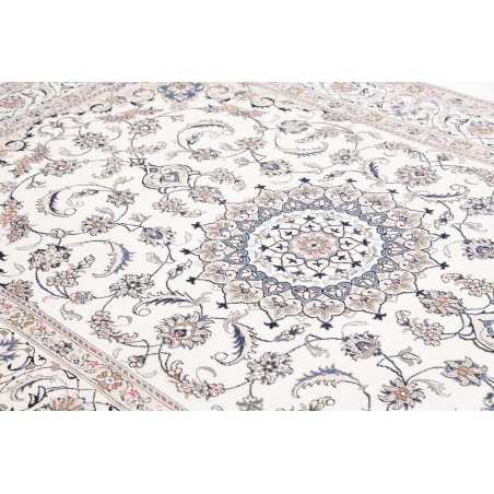 Tappeto Nain Kashmar Persia bianco grigio 195x300