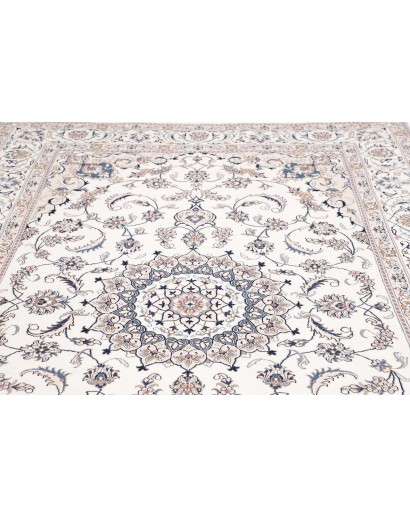 Tappeto Nain Kashmar Persia bianco grigio 195x300