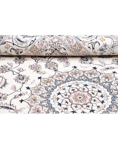 Tappeto Nain Kashmar Persia bianco grigio 195x300