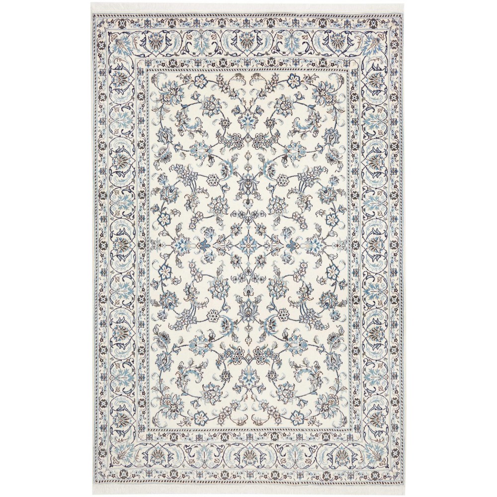 Tappeto Nain Kashmar Persia bianco grigio 194x302