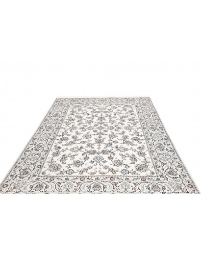 Tappeto Nain Kashmar Persia bianco grigio 194x302