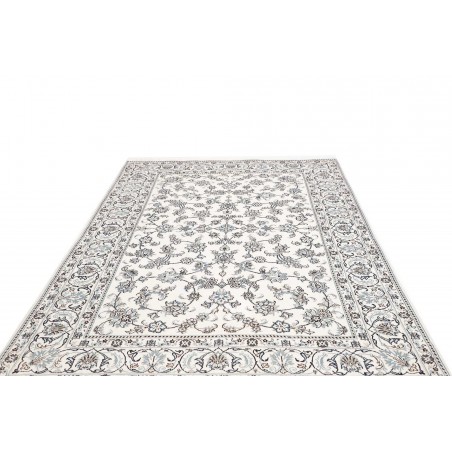 Tappeto Nain Kashmar Persia bianco grigio 194x302