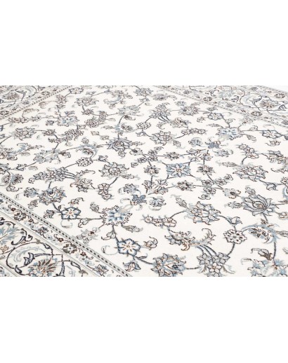 Tappeto Nain Kashmar Persia bianco grigio 194x302