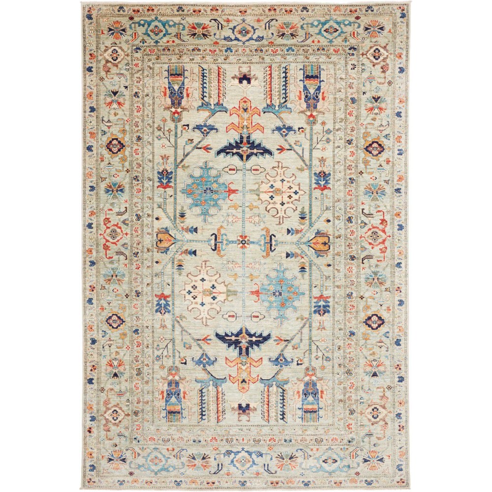 Tappeto Kazak Fine Pakistan beige grigio 203x299