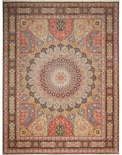 Tappeto Tabriz 50 Raj Persia marrone giallo 302x397