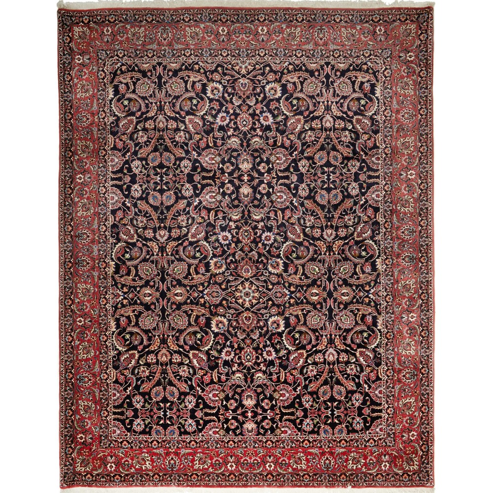 Tappeto Bidjar con seta Persia grigio rosso 305x399