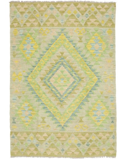 Tappeto Kilim Afghanistan marrone verde 101x148