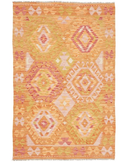 Tappeto Kilim Afghanistan arancione marrone 102x155