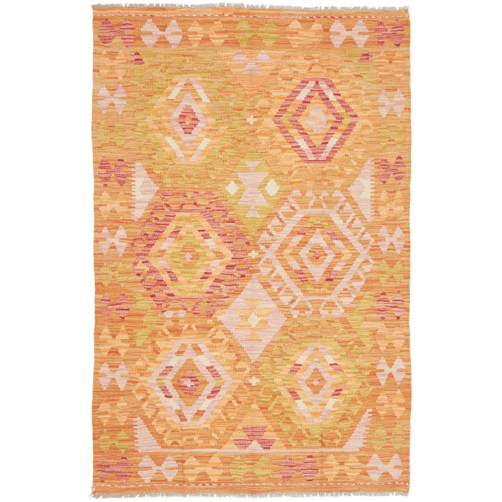 Tappeto Kilim Afghanistan arancione marrone 102x155