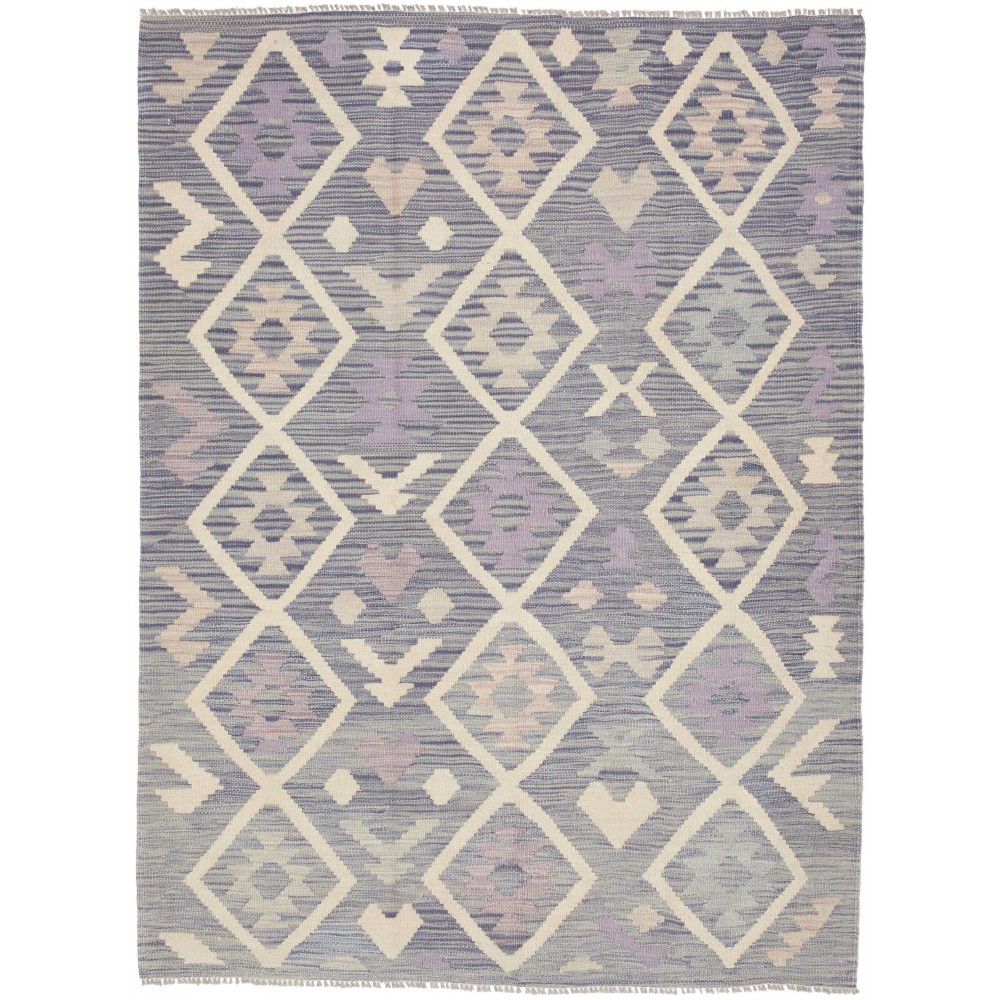 Tappeto Kilim Afghanistan azzurro bianco 127x172