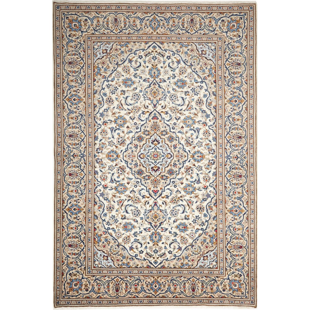 Tappeto Kashan Persia bianco grigio 200x296