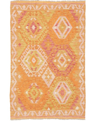 Tappeto Kilim Afghanistan arancione marrone 99x156