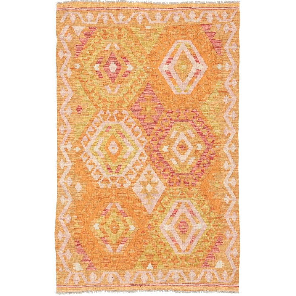 Tappeto Kilim Afghanistan arancione marrone 99x156
