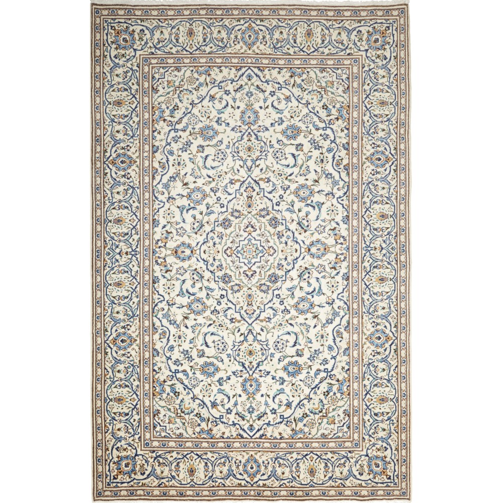 Tappeto Kashan Persia bianco azzurro 196x300