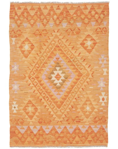 Tappeto Kilim Afghanistan arancione marrone 104x151